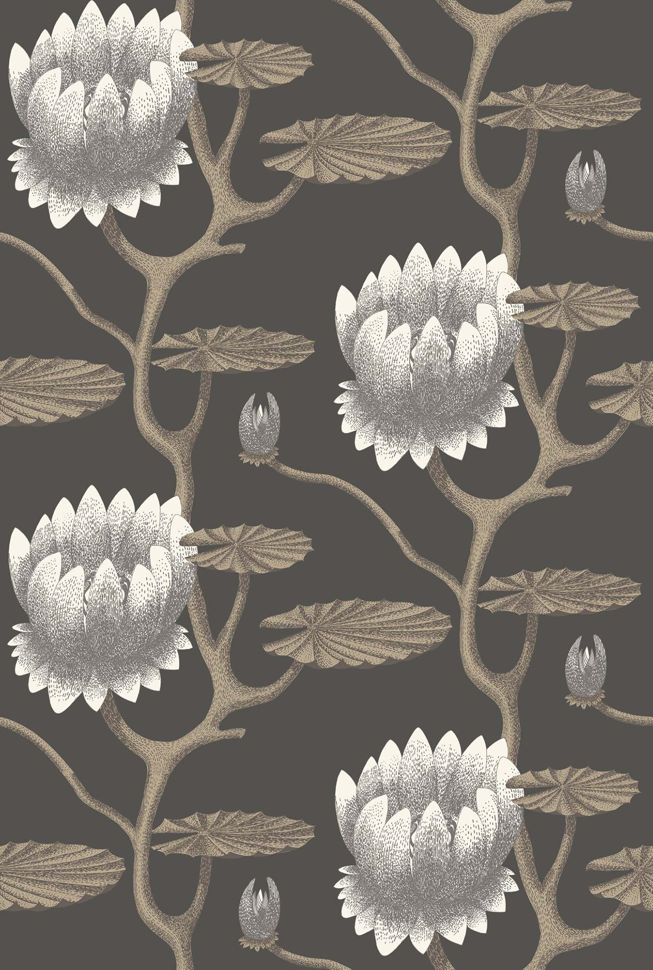 Summer Lily - White & Gilver on Charcoal