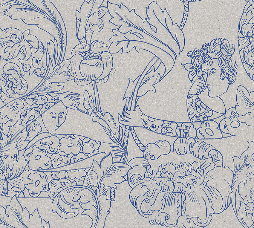 Floral Dream - Greige & Blue