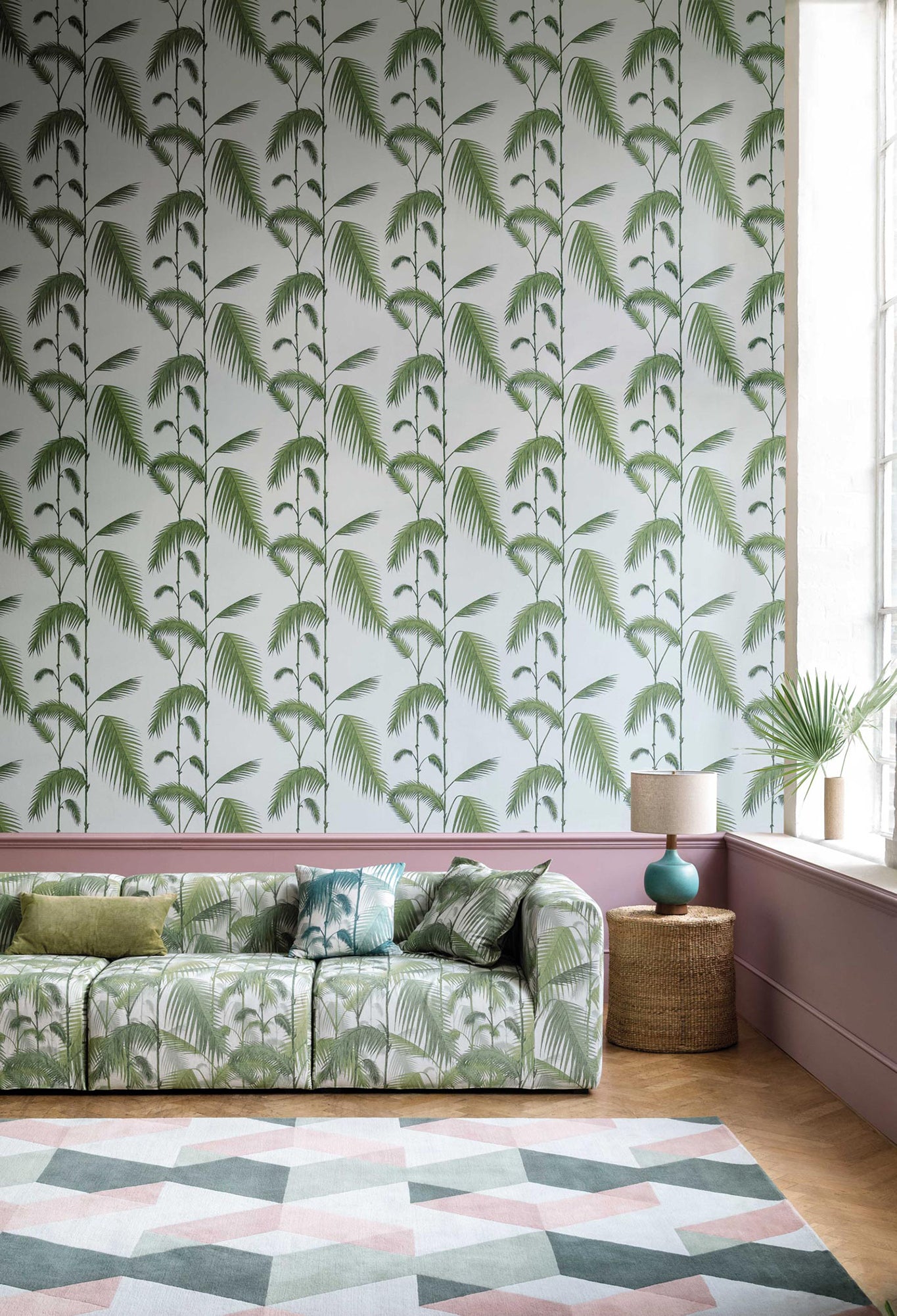 Palm Leaves - Leaf Green on Sea Foam