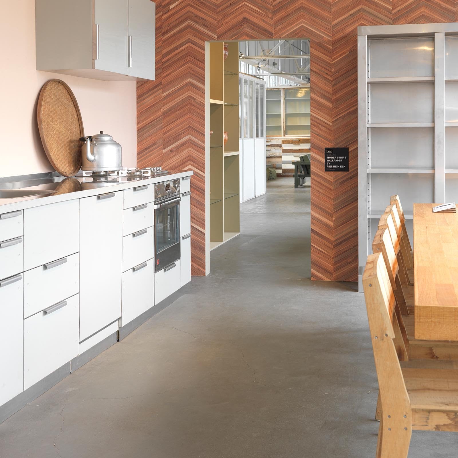 Chevron Timber Strips - Teak on teak