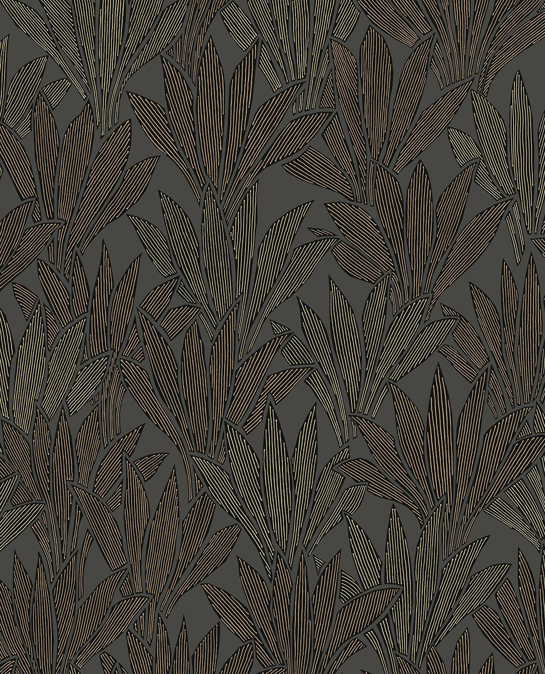 Fan Leaves - Dark Gray & Gold