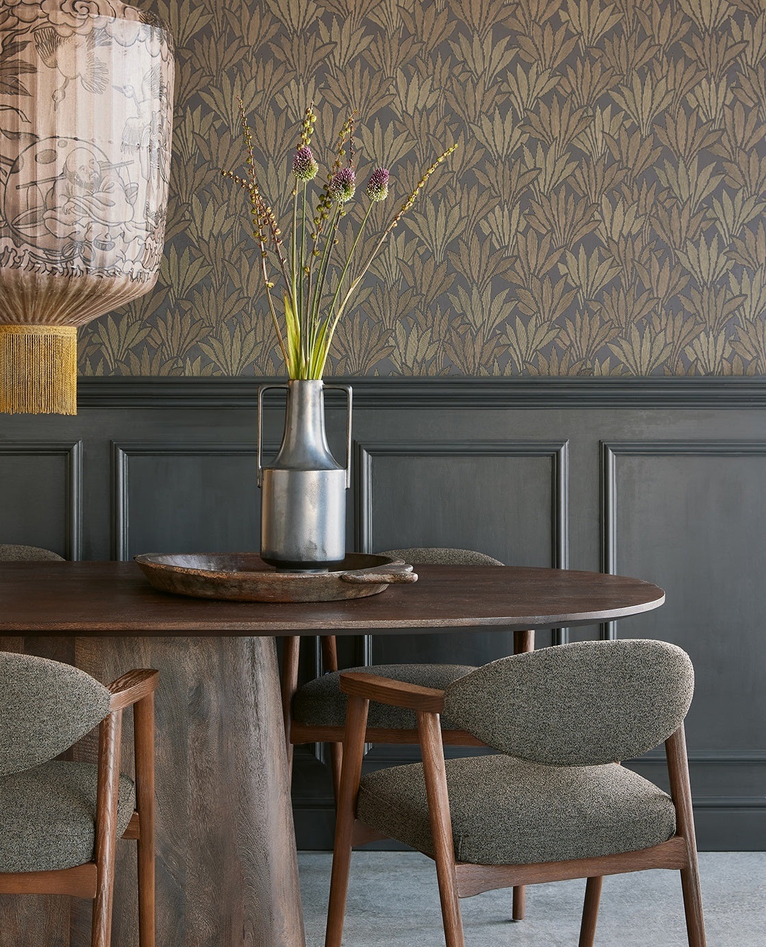 Fan Leaves - Dark Gray & Gold