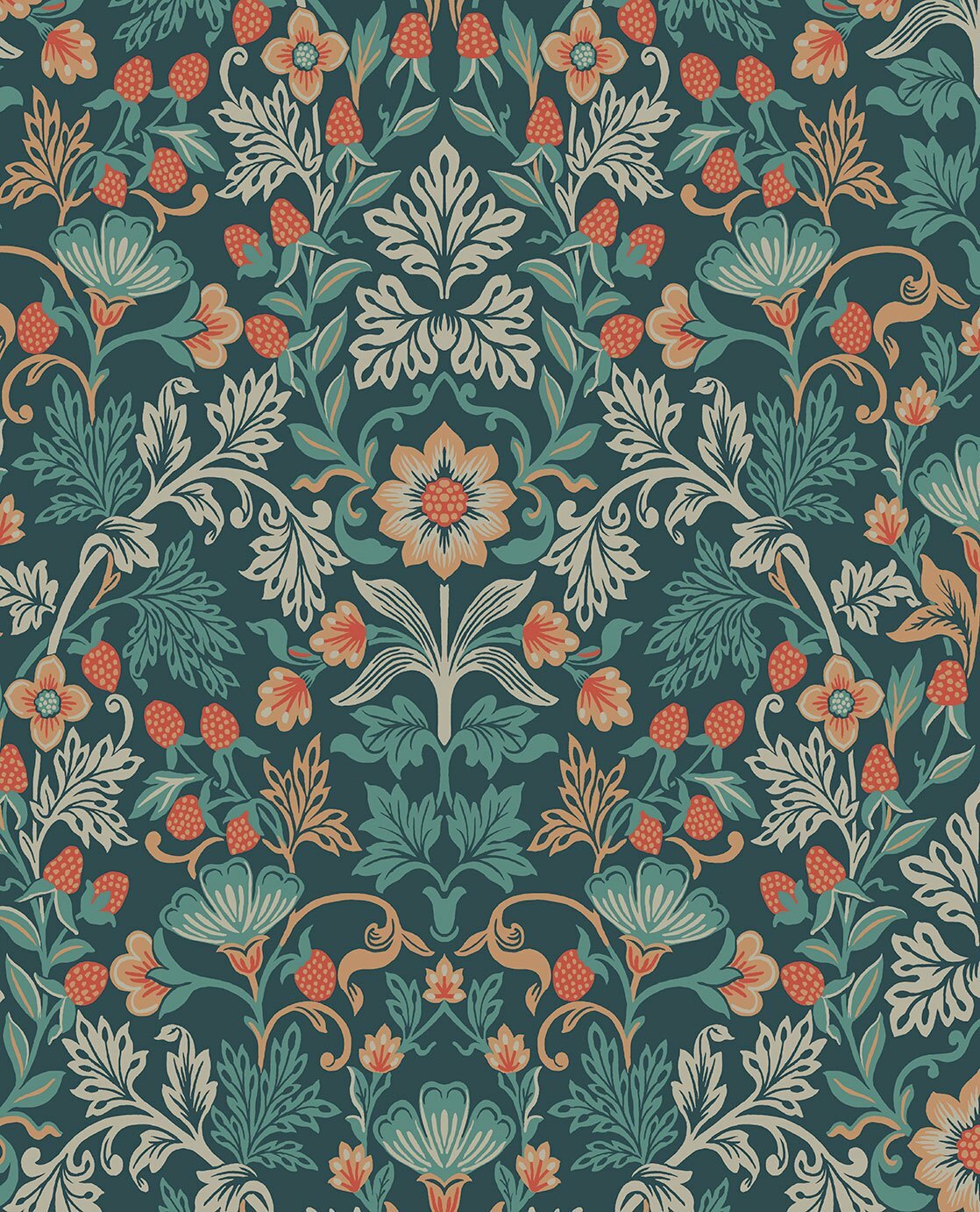 Berries & Flowers - Blue/Orange