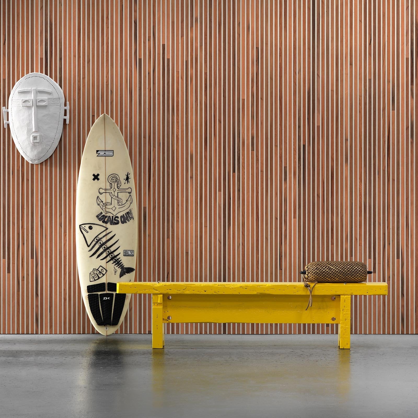 Timber Strips - Teak on white