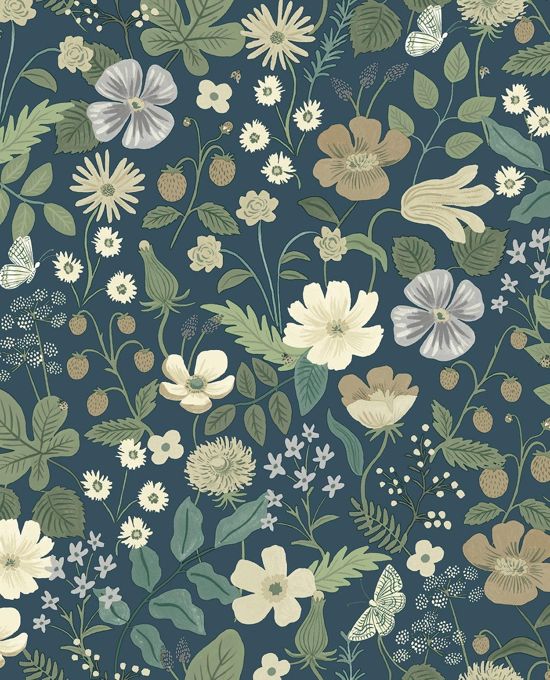 Strawberry Fields - Dark Blue & Green