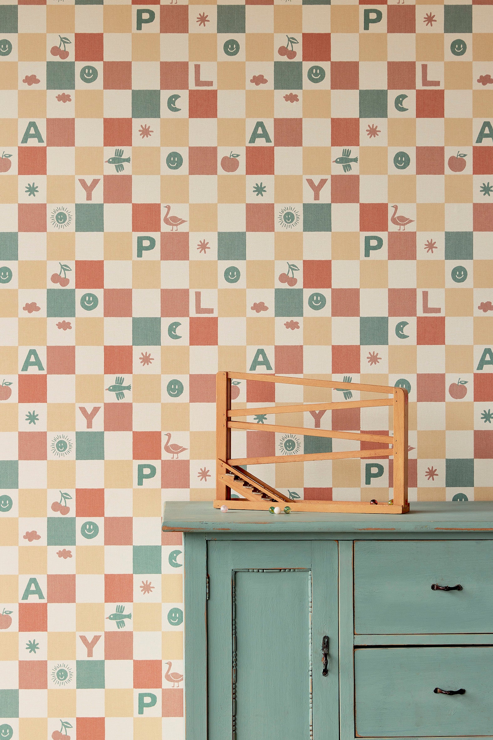 A Playful Check – Rose and Peach