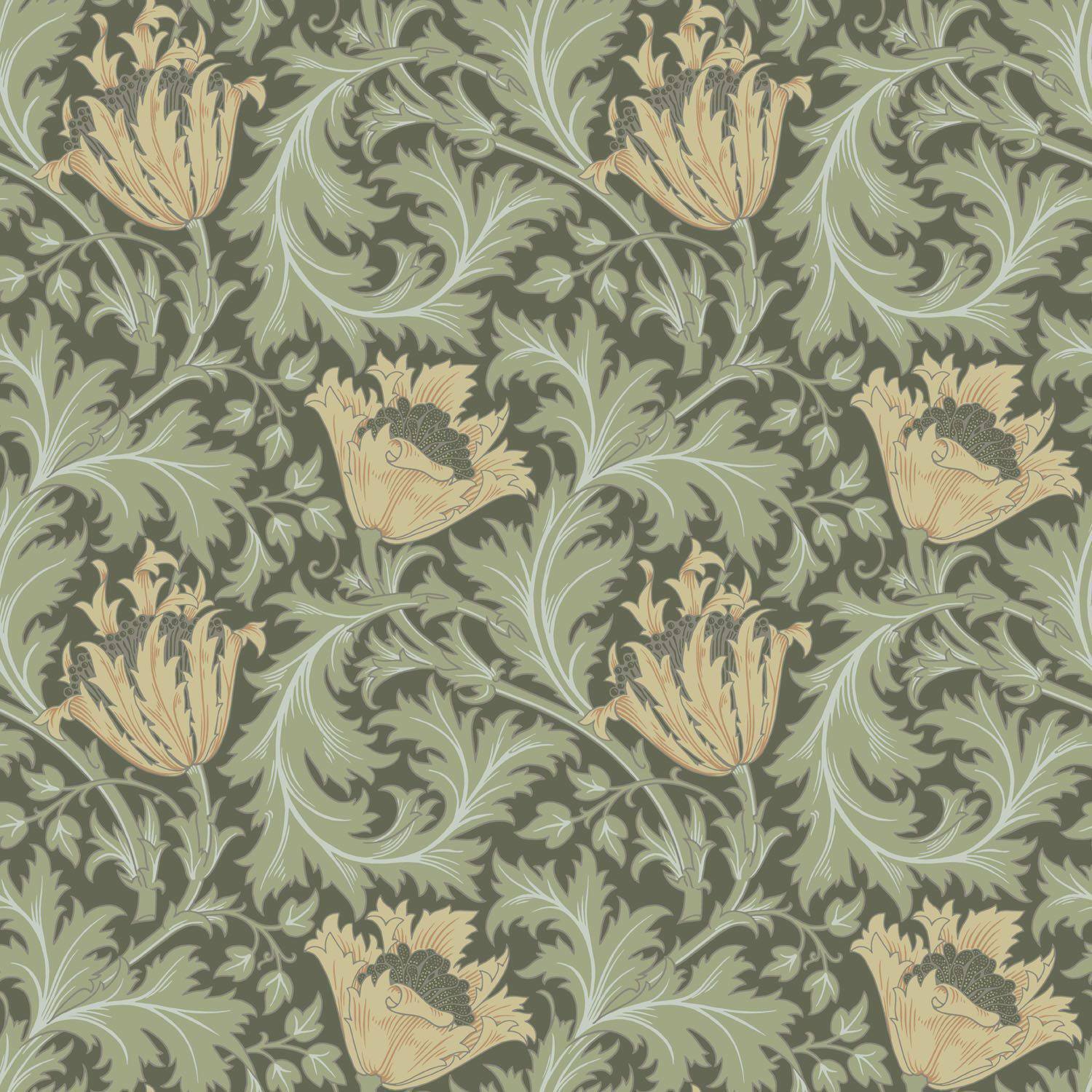 Anemone - W. Morris - Green & Yellow