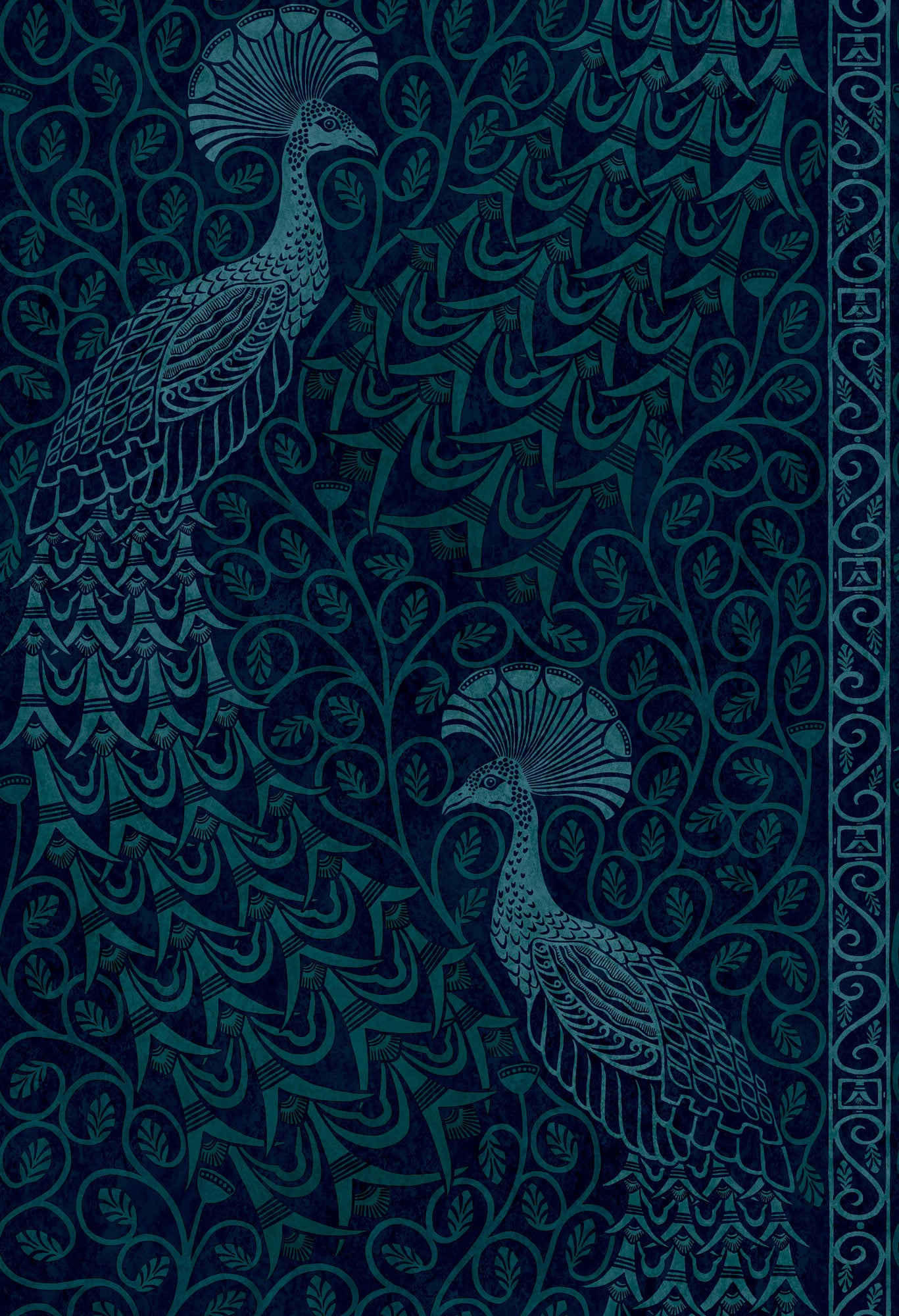 Pavo Parade - Metallic Petrol & Ink