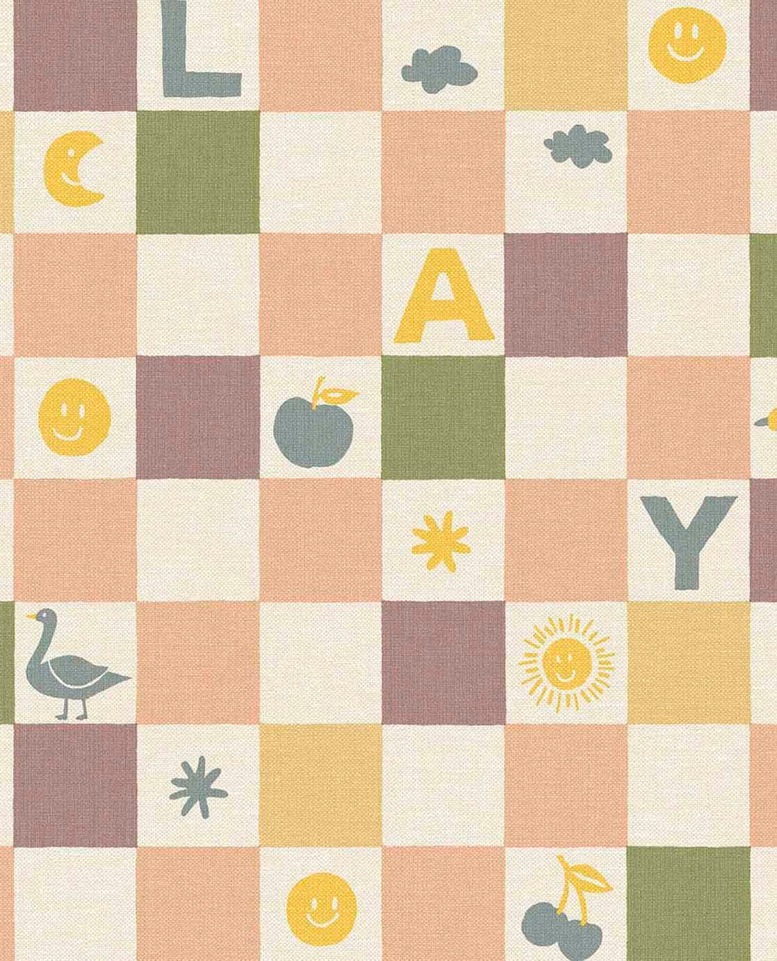 A Playful Check – Peach and Green