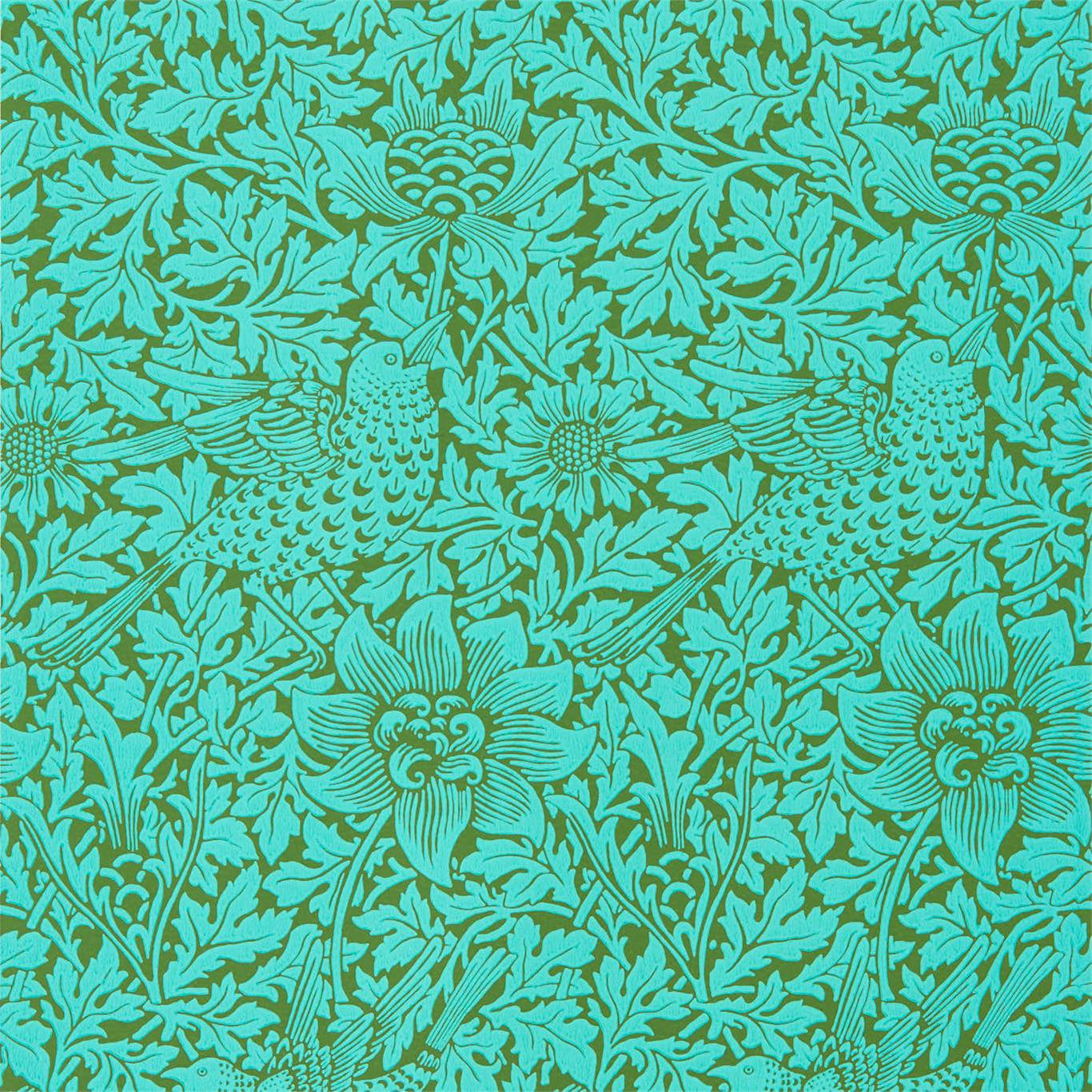 Bird & Anemone - Olive/Turquoise