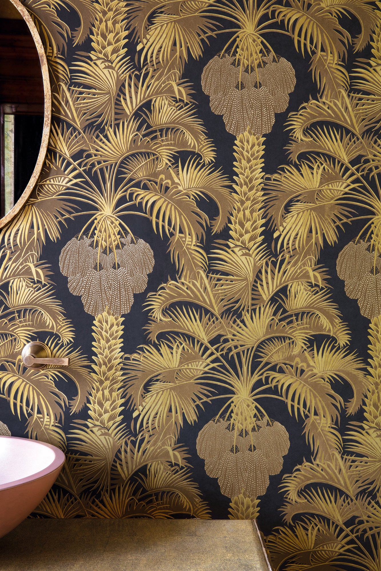 Hollywood Palm - Charcoal and Gold