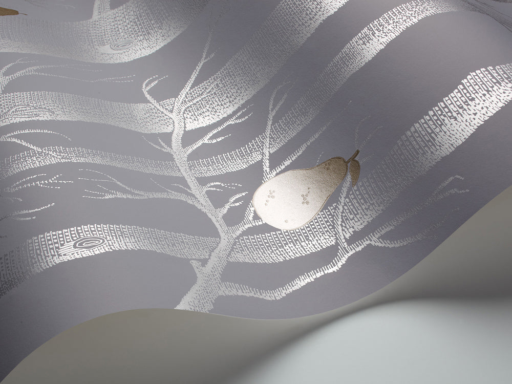 Woods & Pears - Silver & Bronze on Lilac Grey