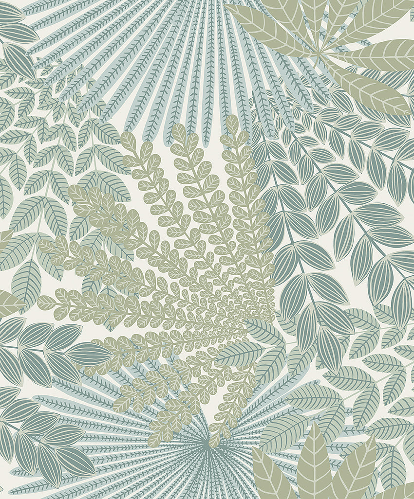 Velvet Leaves - Light Blue & Green