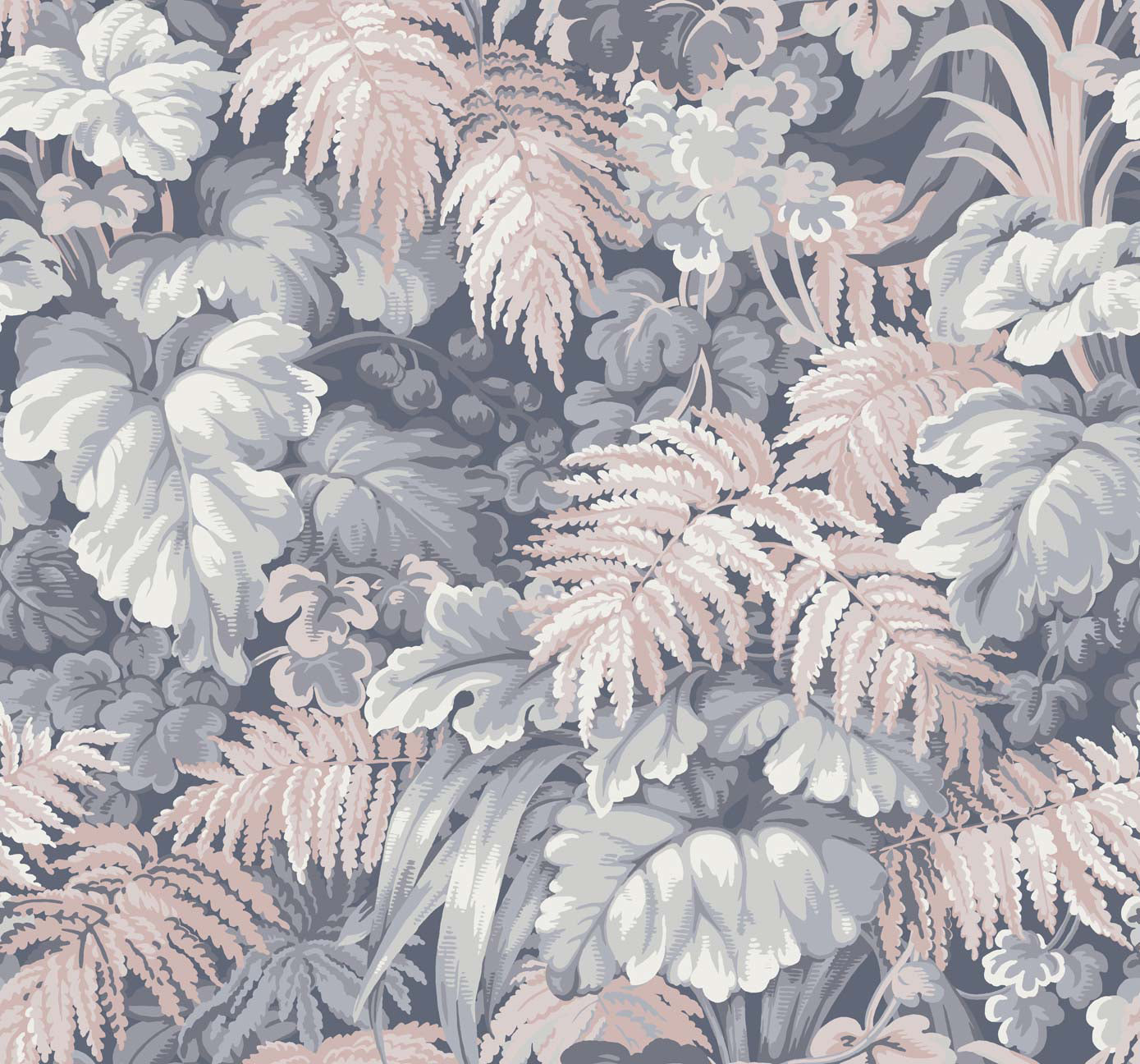 Royal Fernery - Slate Blue and Blush Pink