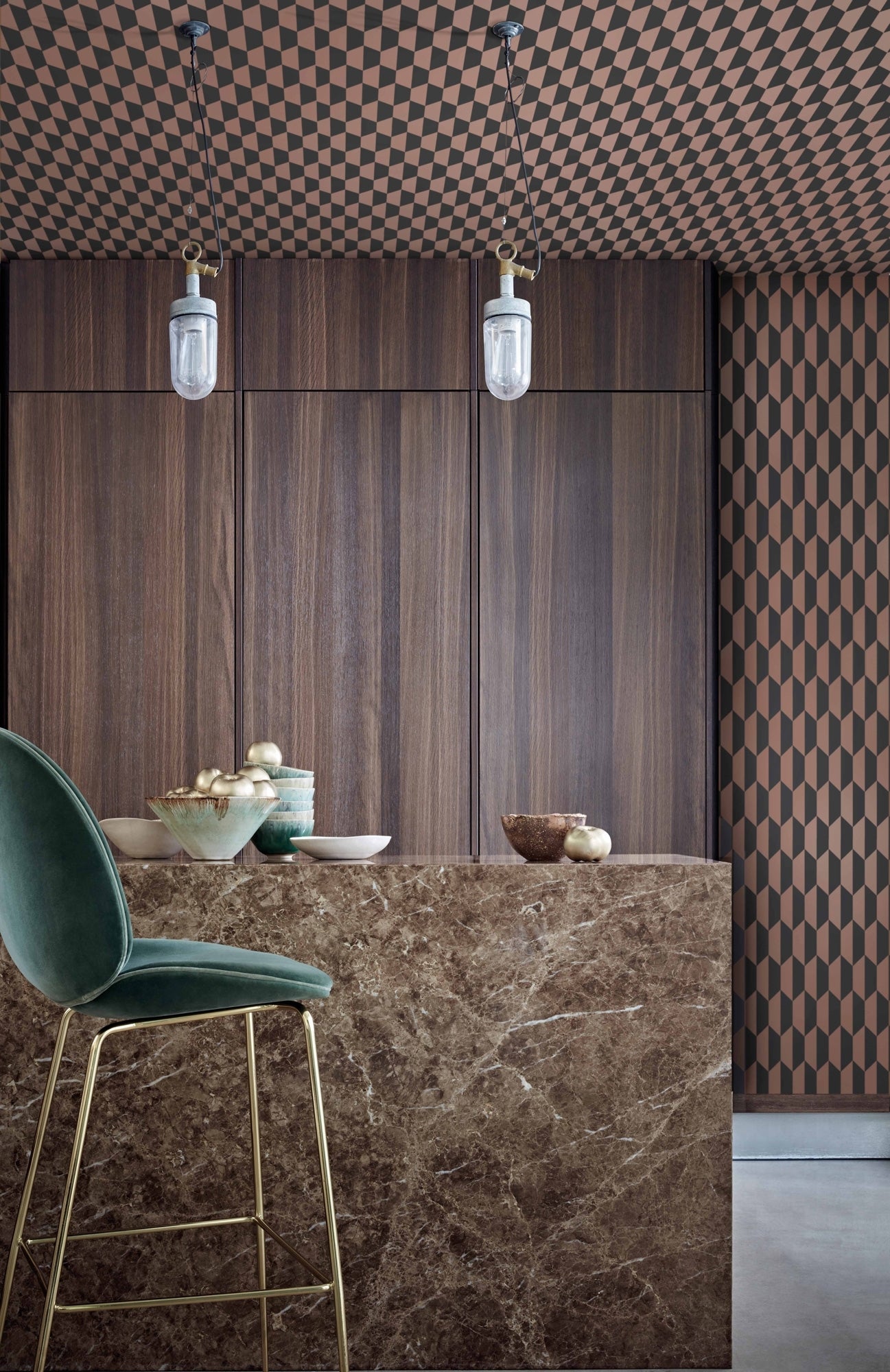 Petite Tiles - Charcoal & Bronze