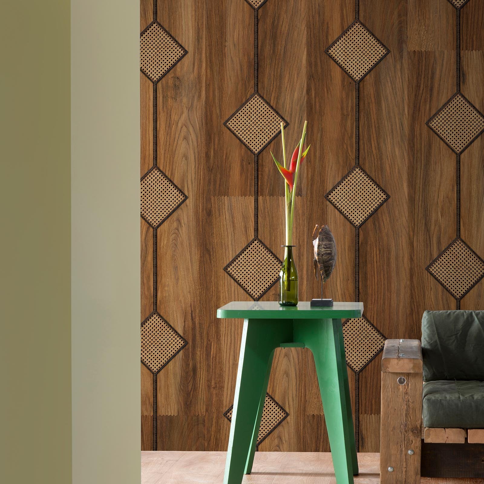 Diamond Cane Webbing - Oak