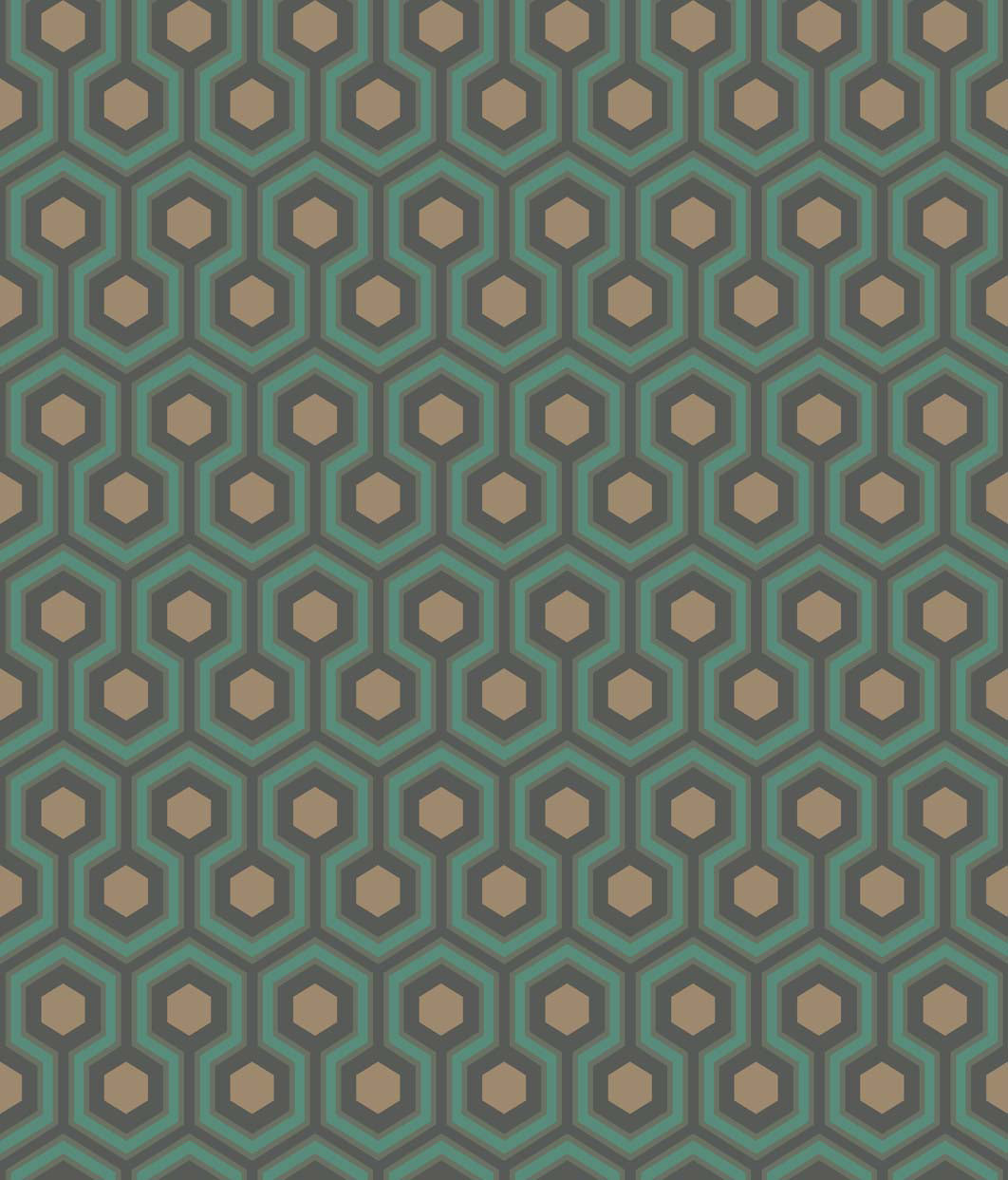 Hicks' Hexagon - Teal & Bronze on Soot