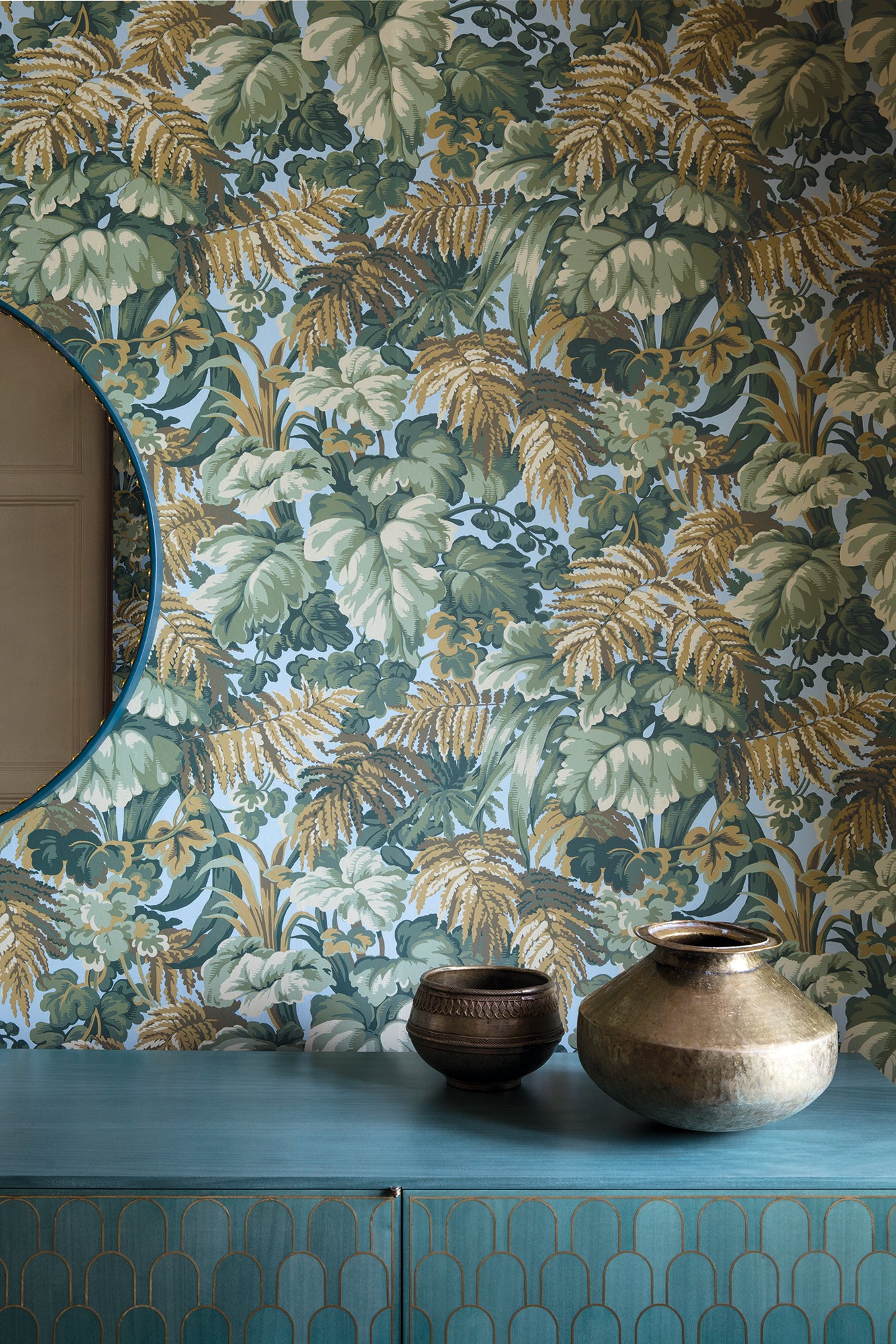 Royal Fernery - Khaki and Print Room Blue