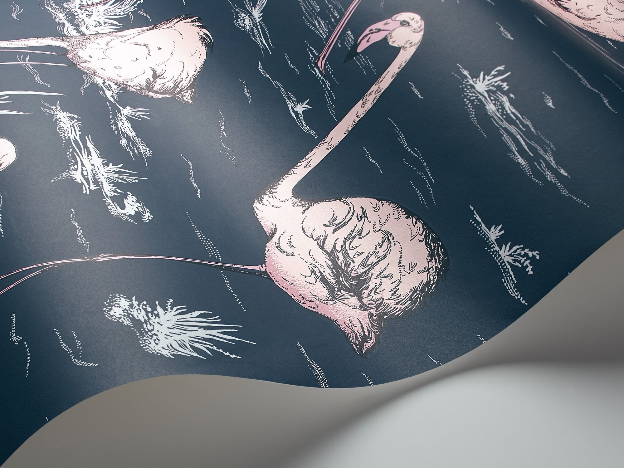 Flamingos - Ink & Alabaster Pink