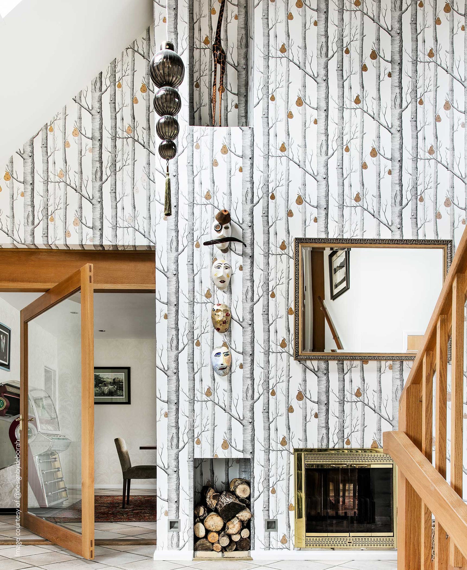 Woods & Pears - Charcoal & Metallic Bronze on Parchment