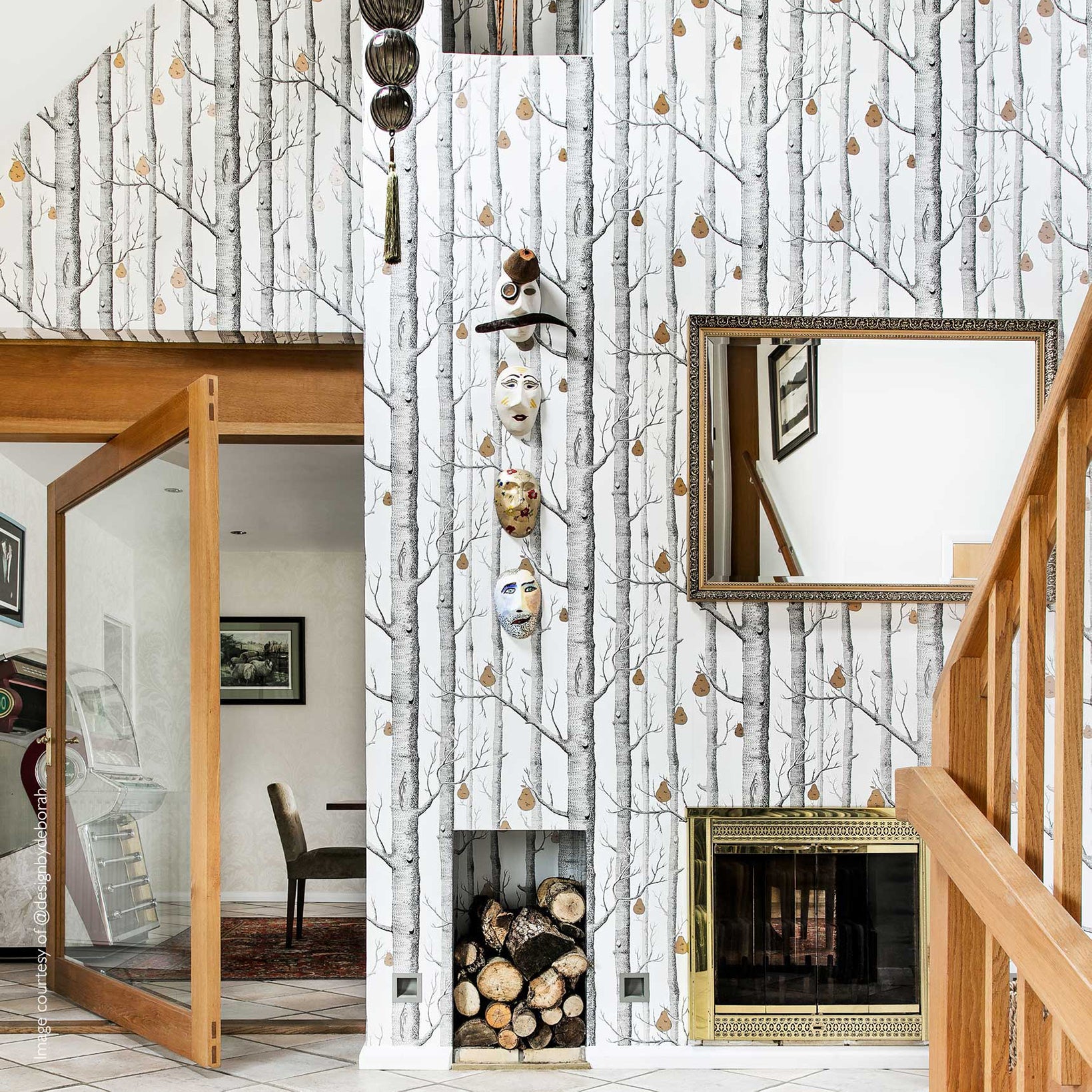 Woods & Pears - Charcoal & Metallic Bronze on Parchment