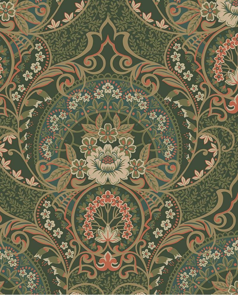 Flower Medallion - Dark Green