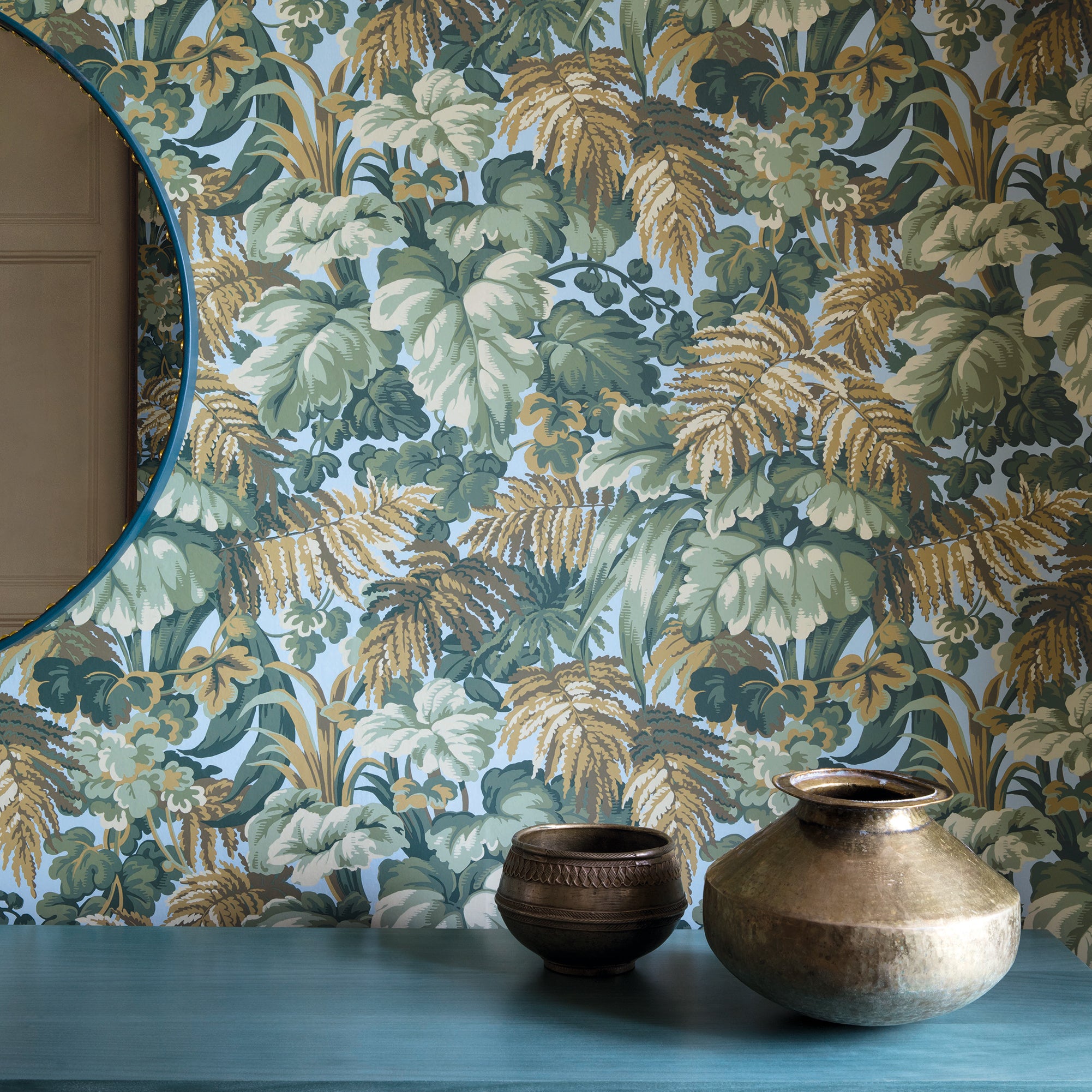 Royal Fernery - Khaki and Print Room Blue