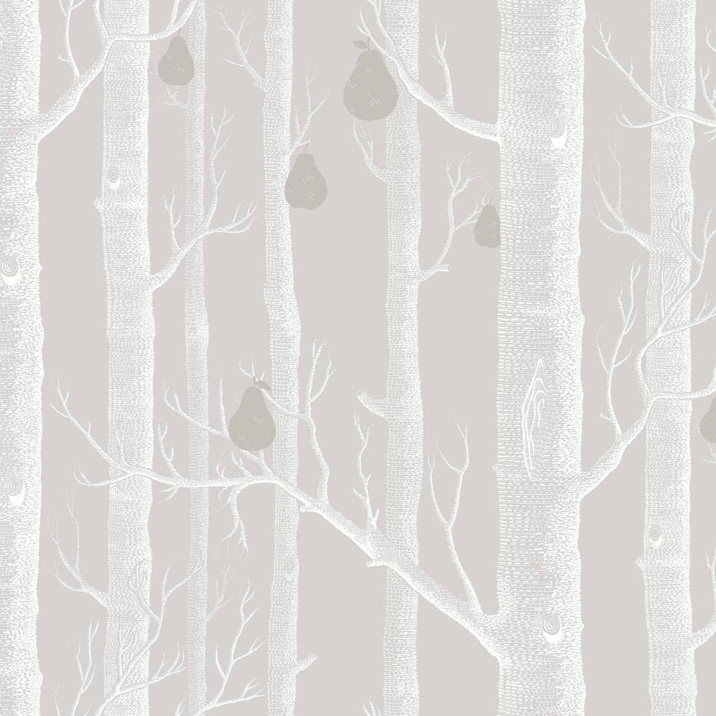 Woods & Pears - White & Silver on Grey