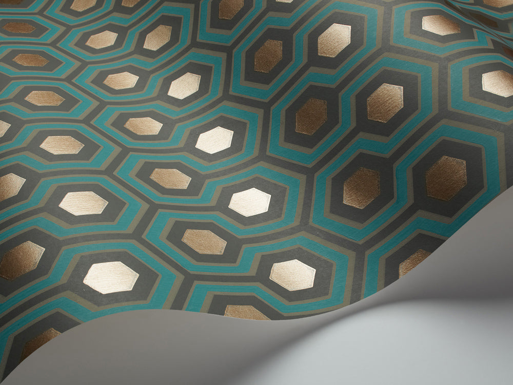 Hicks' Hexagon - Teal & Bronze on Soot