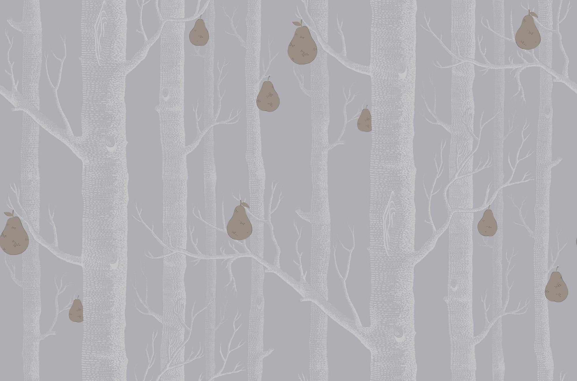 Woods & Pears - Silver & Bronze on Lilac Grey