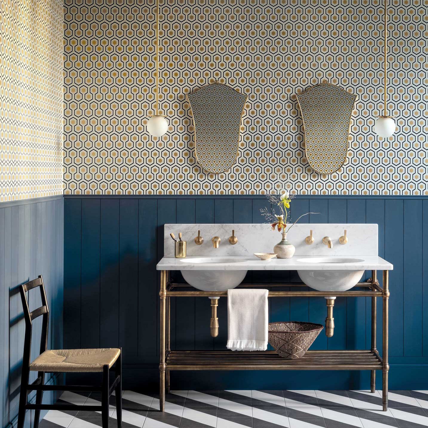 Hicks' Hexagon - Black & Gold on Soft Olive