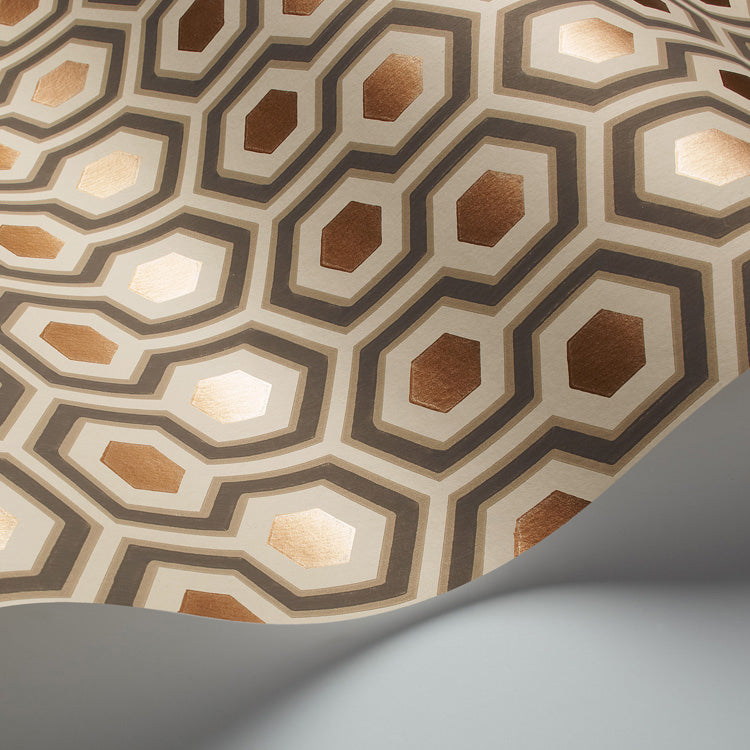 Hicks' Hexagon - Soot & Bronze on Linen