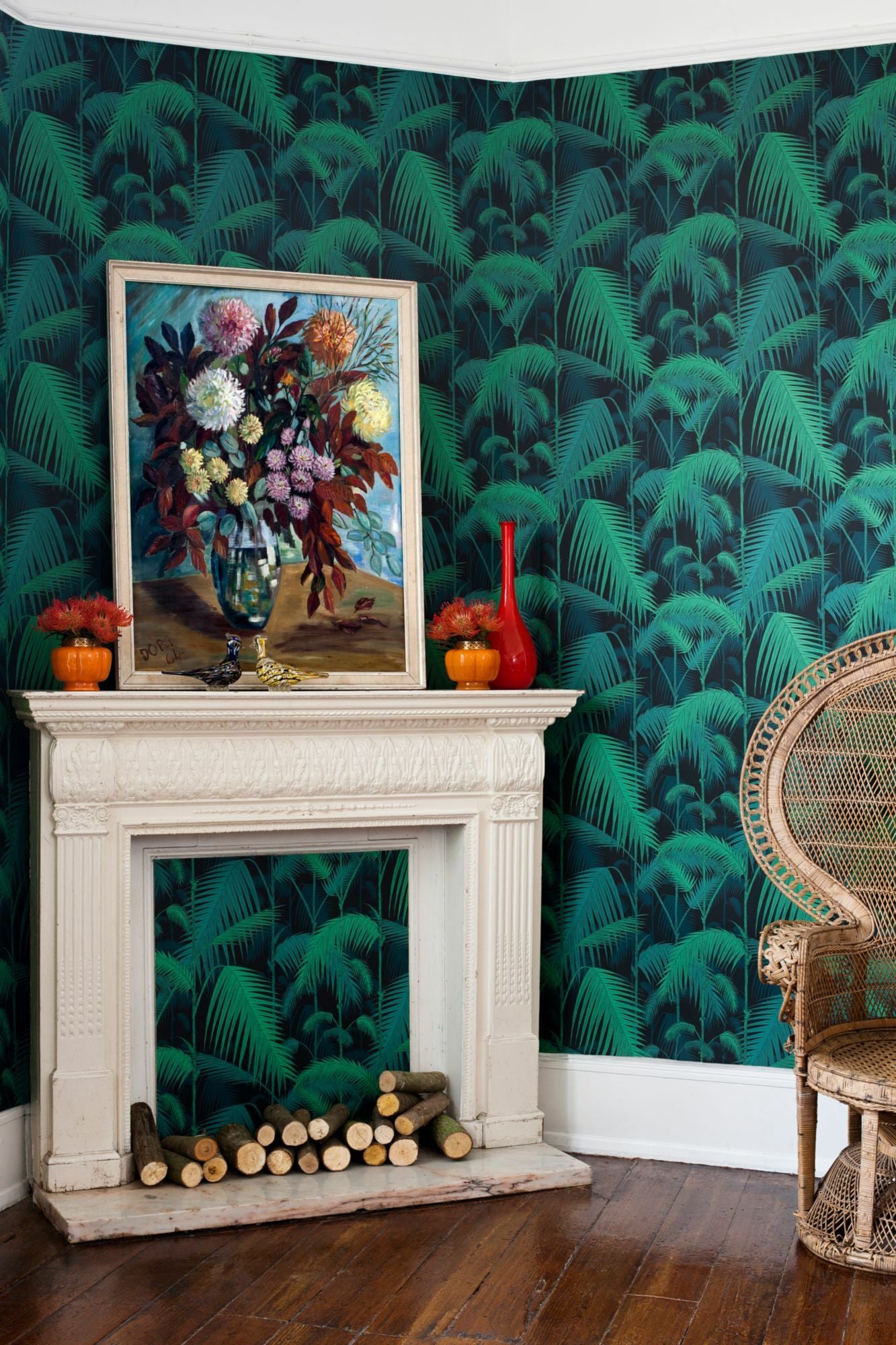 Palm Jungle - Viridian & Charcoal