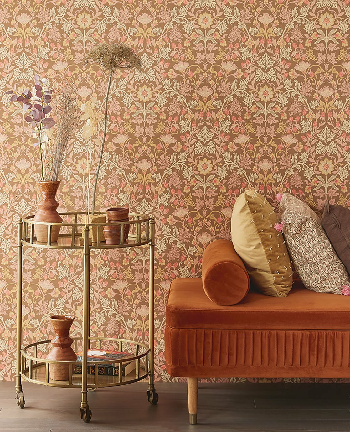Berries & Flowers - Brown & Rose
