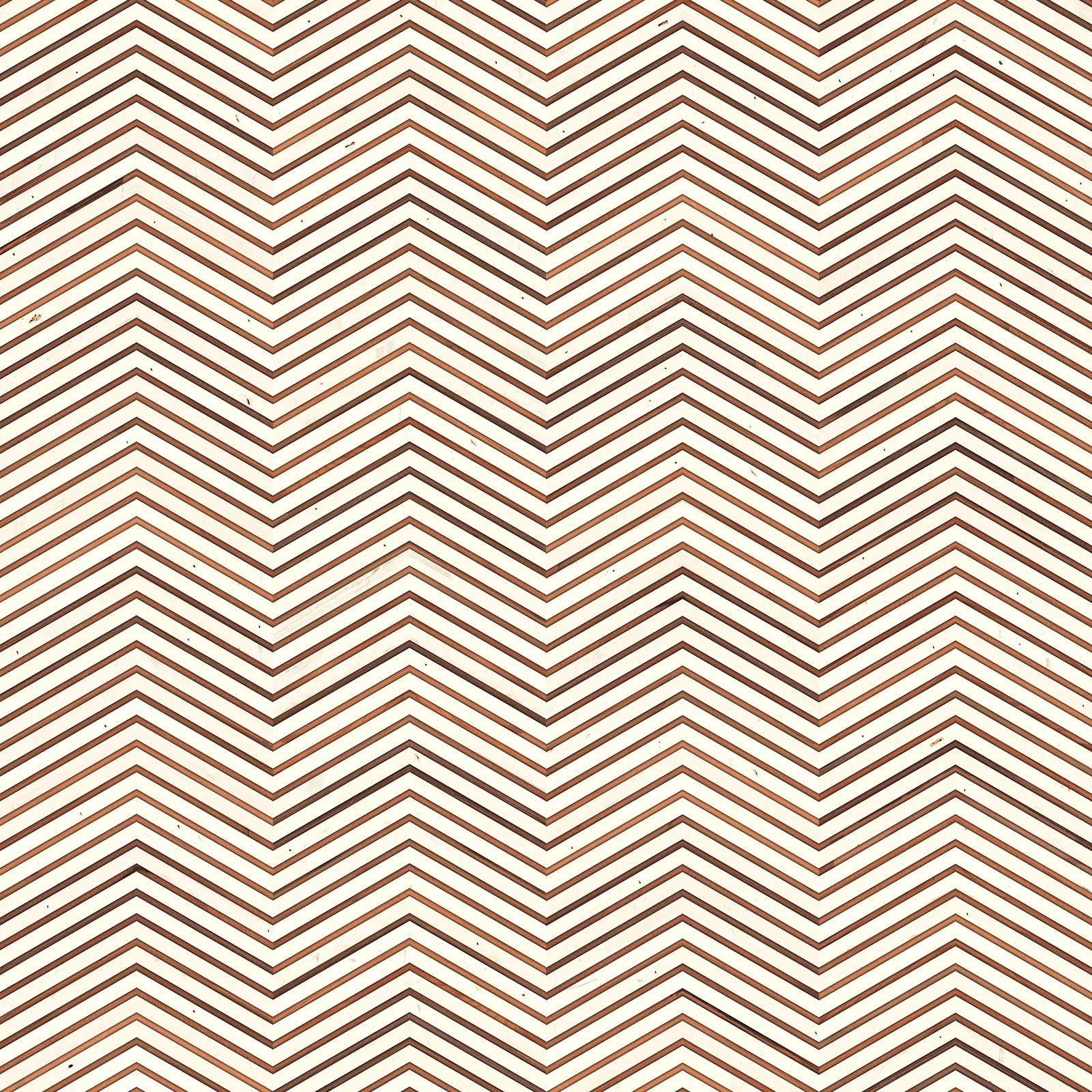 Chevron Timber Strips - White on teak