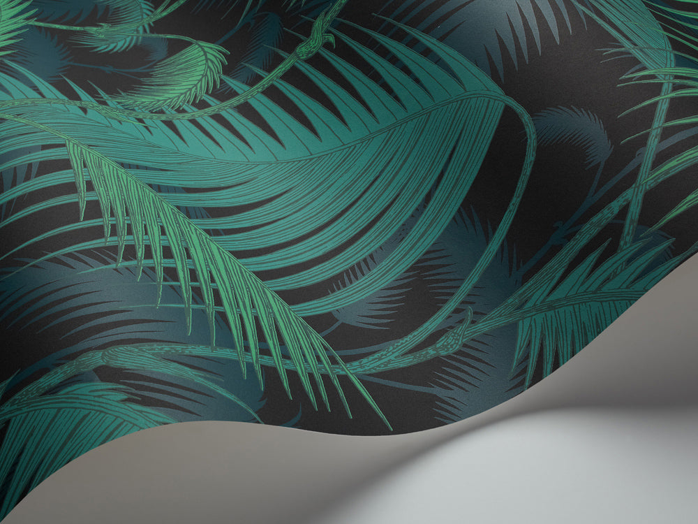 Palm Jungle - Viridian & Charcoal