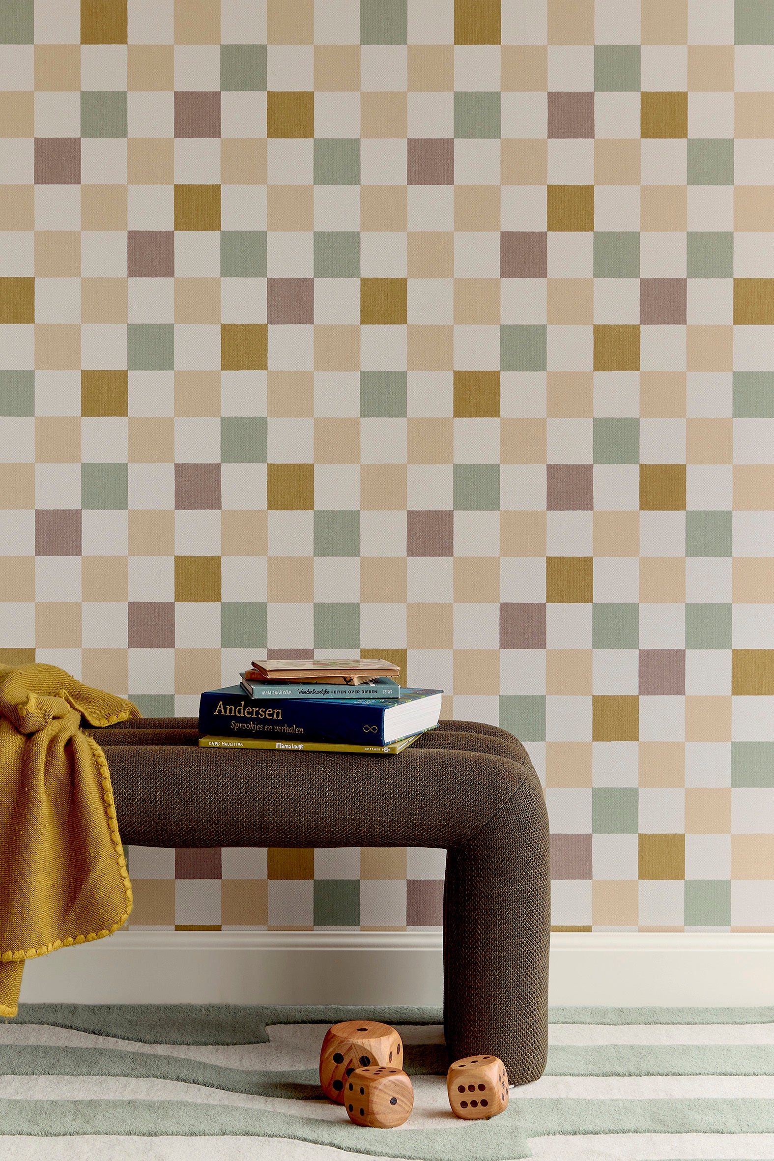 A Checkered Delight – Peach and Green