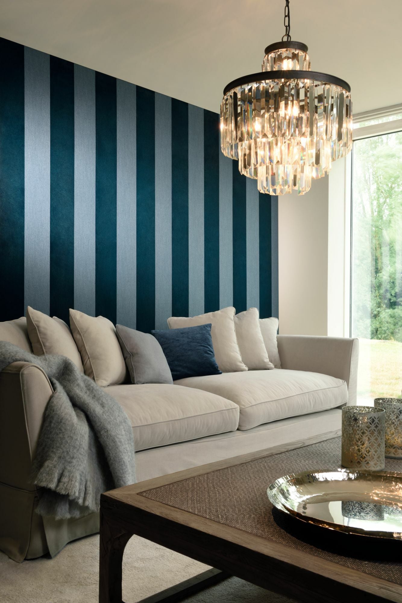 Stripe Velvet and Lin Midnight Blue