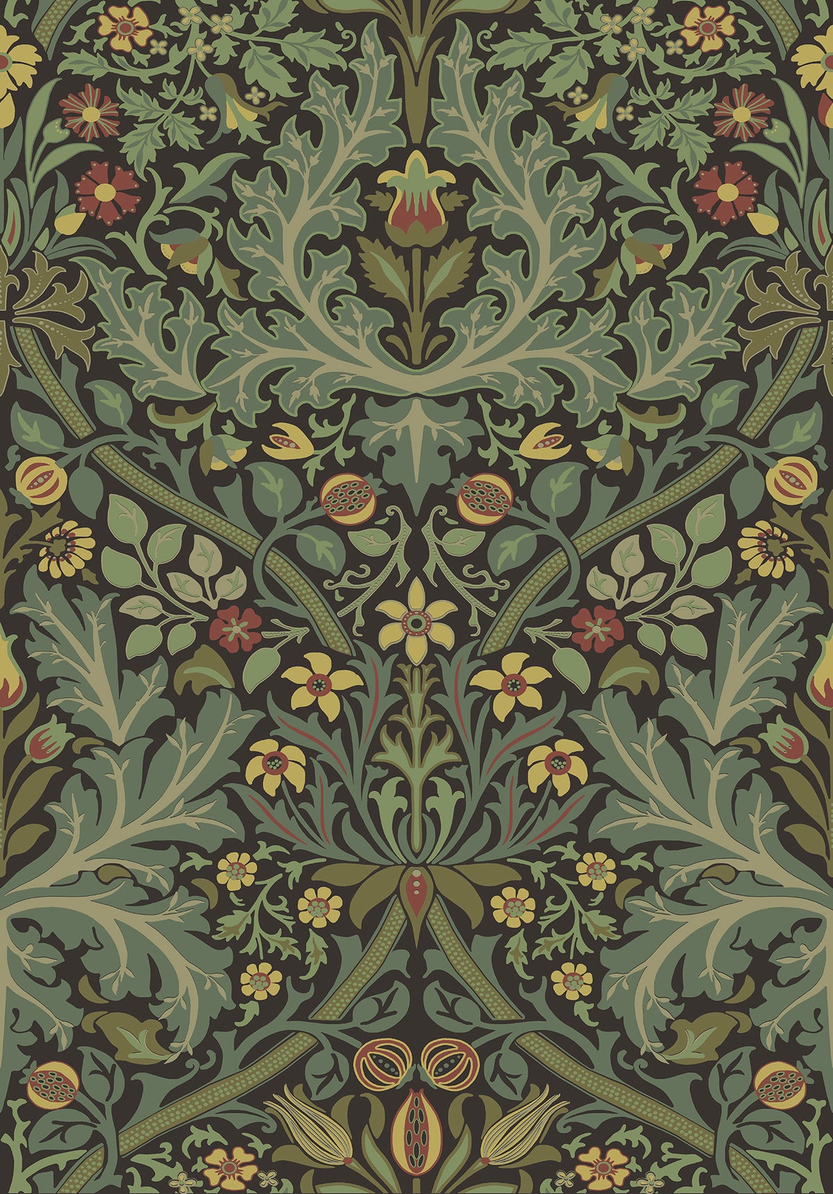 Autumn Flowers - Black & Green