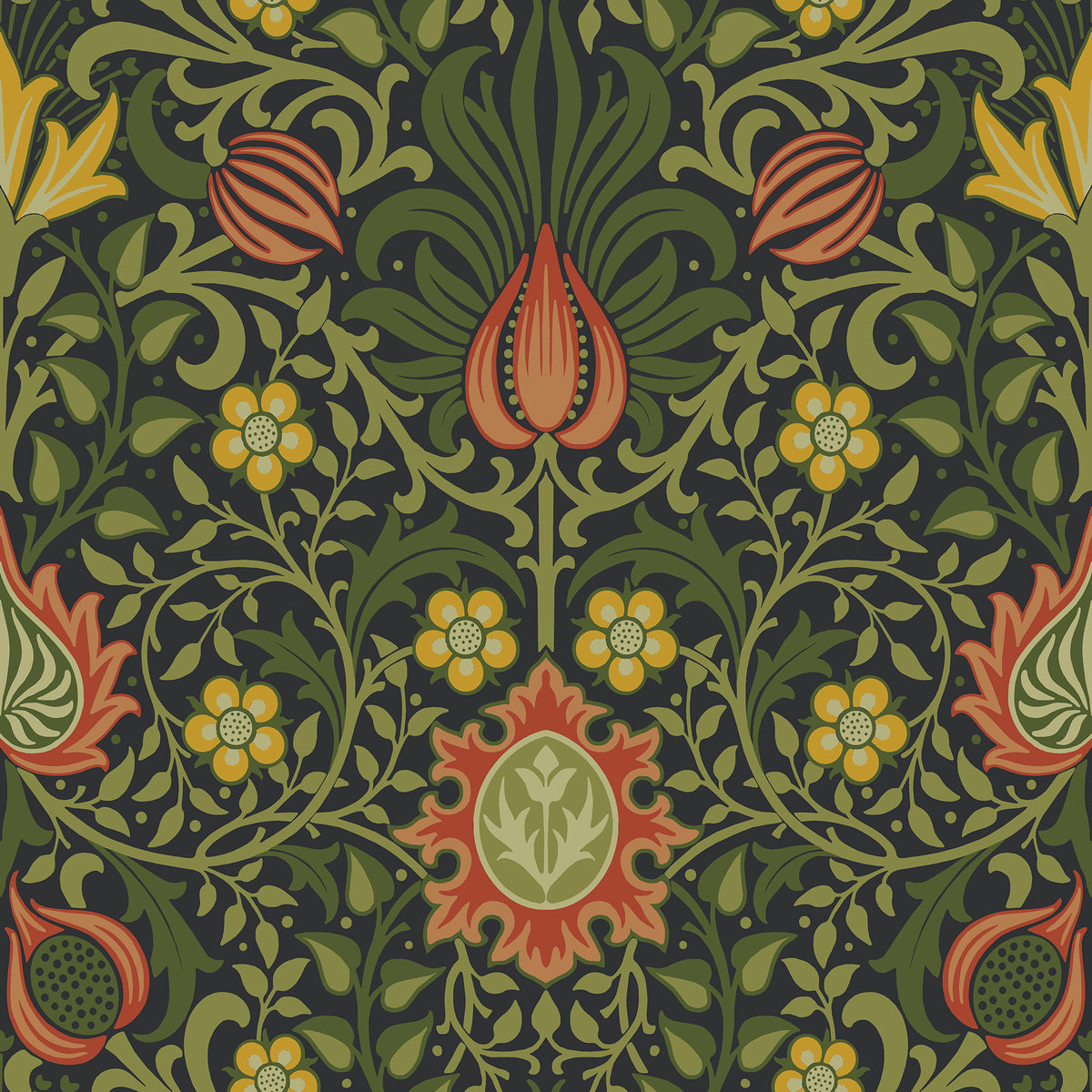 Persian - Dark Green & Red