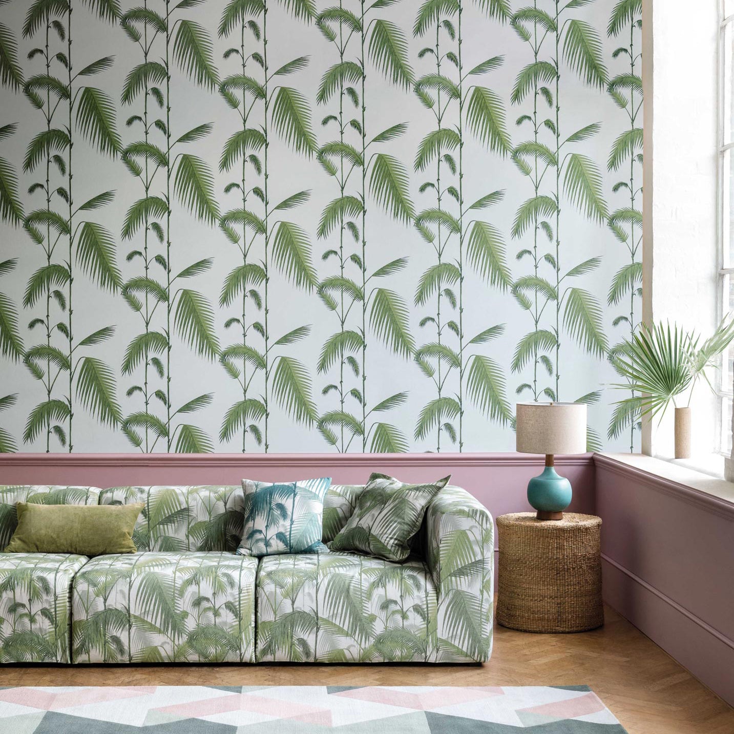 Palm Leaves - Leaf Green on Sea Foam