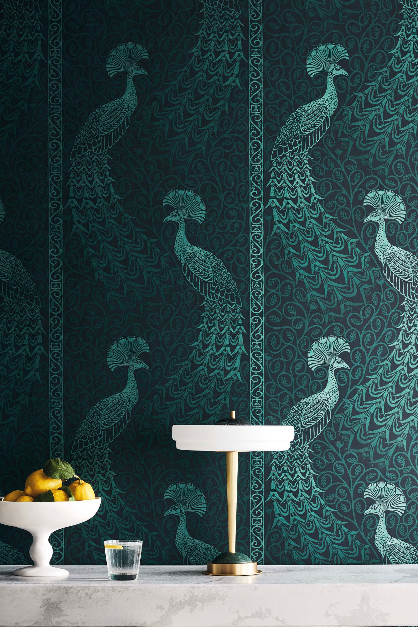 Pavo Parade - Metallic Petrol & Ink