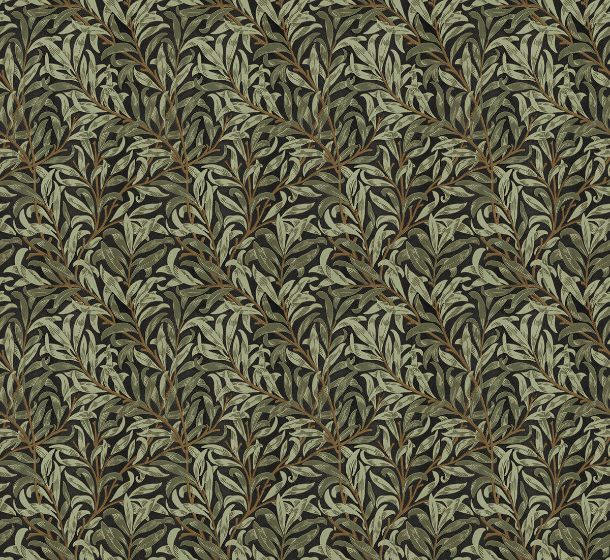 Willow Bough Mural - Black & Green