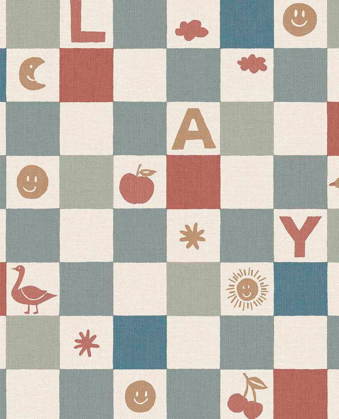A Playful Check – Red and Blue