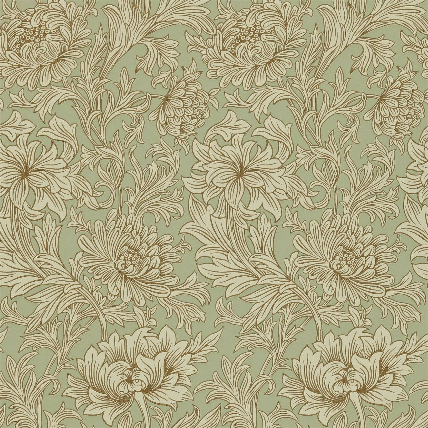 Chrysanthemum Toile - Eggshell/Gold