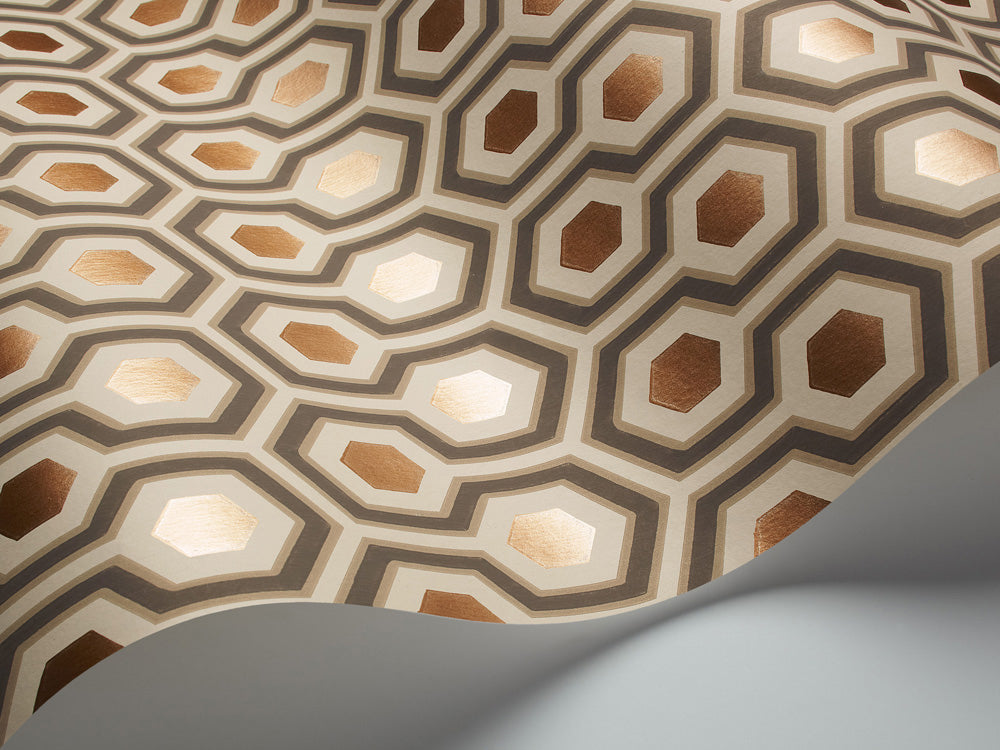 Hicks' Hexagon - Soot & Bronze on Linen