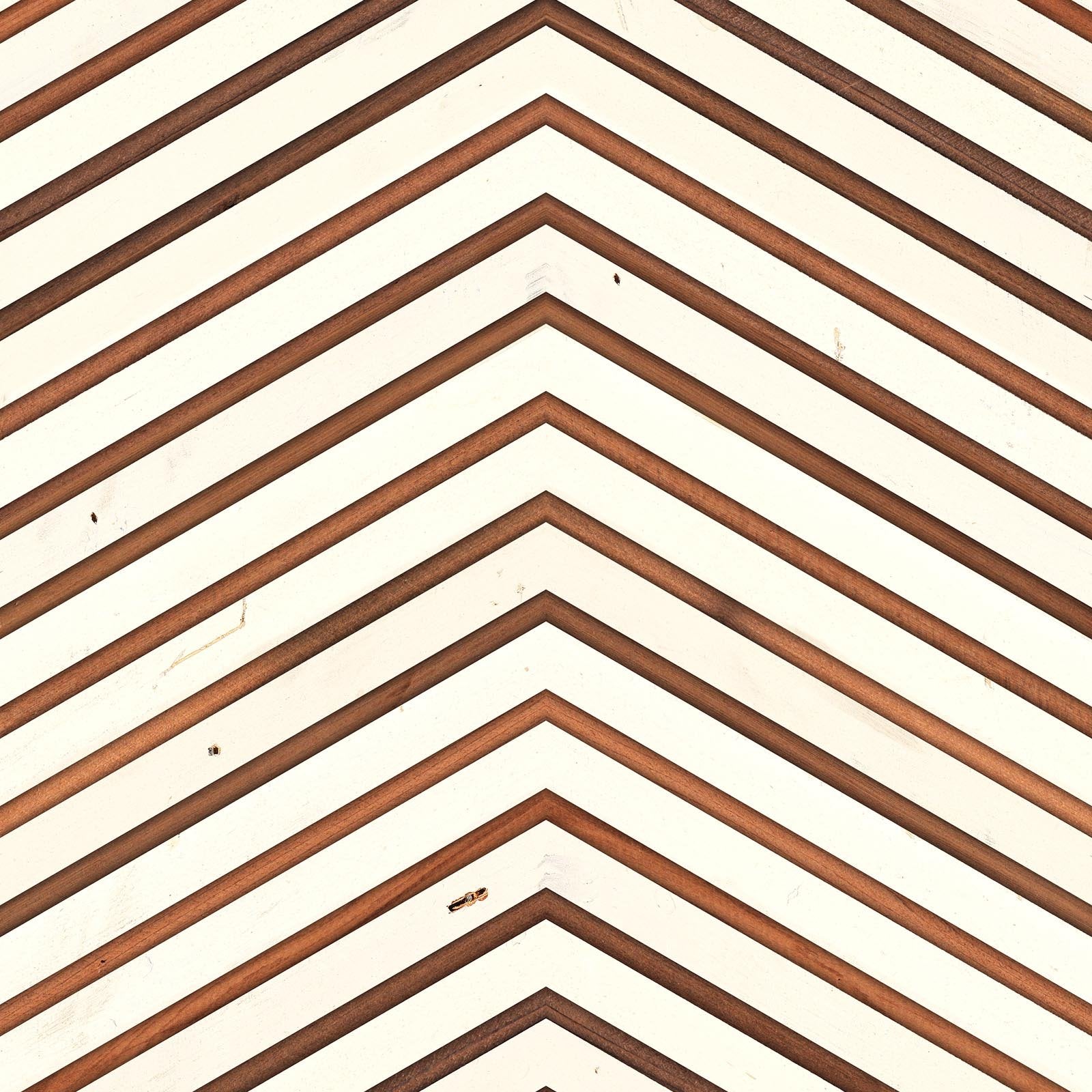 Chevron Timber Strips - White on teak