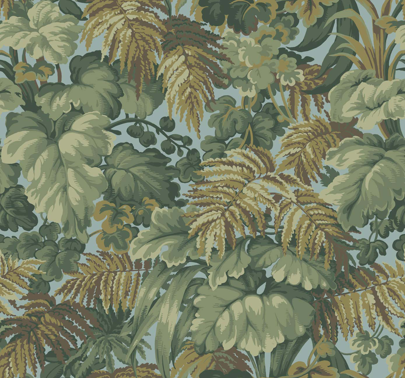 Royal Fernery - Khaki and Print Room Blue