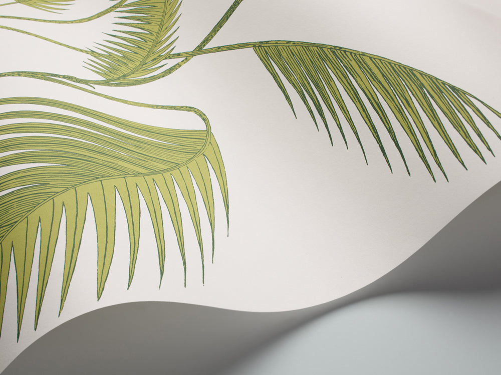 Palm Leaves - Olive Green on White