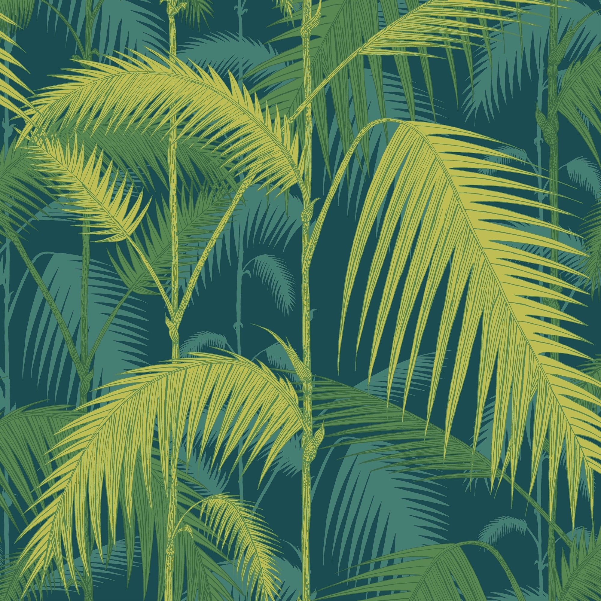 Palm Jungle - Petrol & Lime